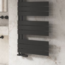 Reina 1424mm x 550mm 2291BTU Black Flat Designer Towel Radiator