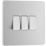 British General Evolve 20 A  16AX 3-Gang 2-Way Light Switch  Brushed Steel with White Inserts