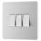 British General Evolve 20A 16AX 3-Gang 2-Way Light Switch  Brushed Steel with White Inserts