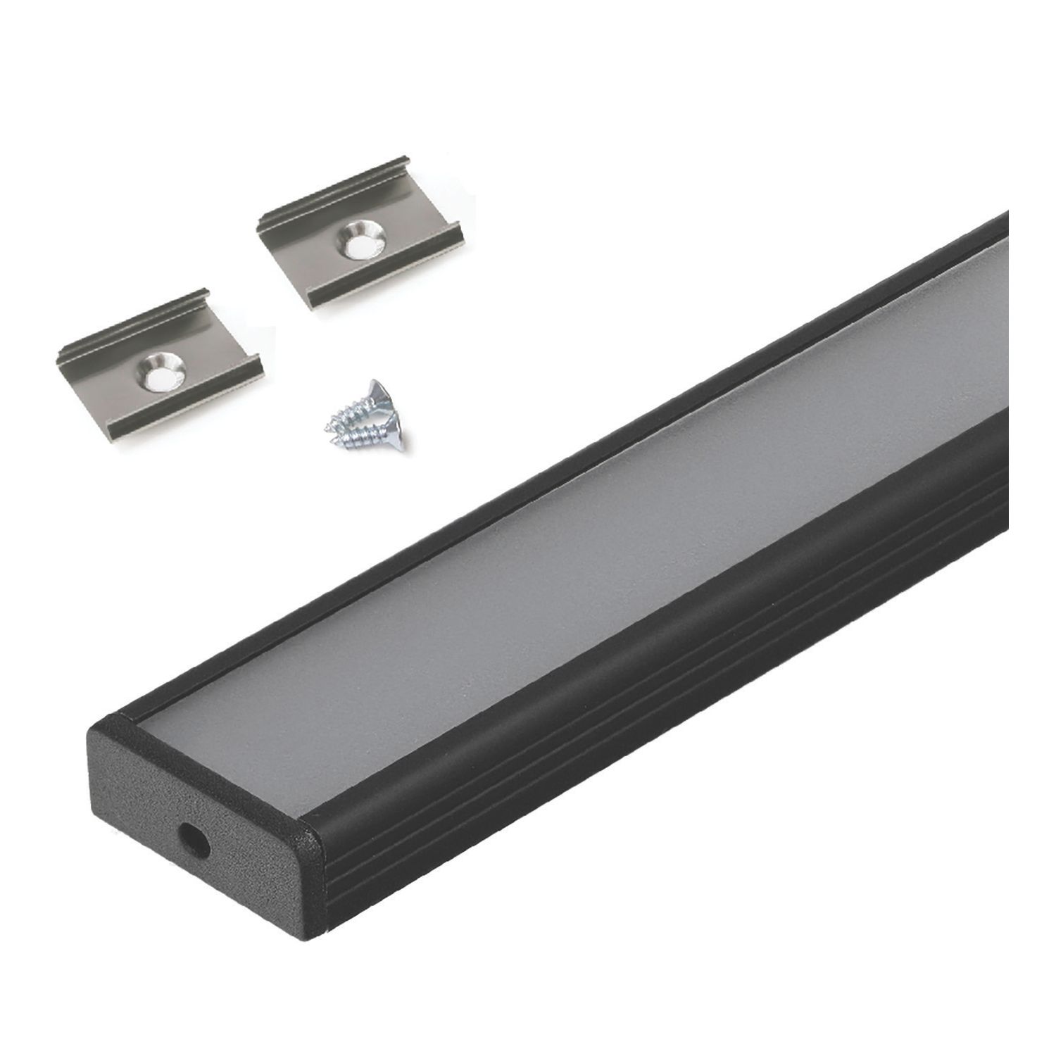 VEW Aluminium Surface Mounted Profile Kit Black 1m (605TW)