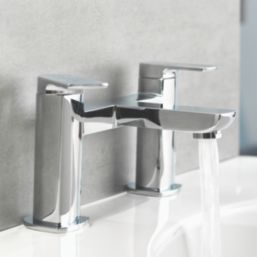 Aqualisa Downtown Chrome 121mm Deck Mounted Lever 2 Tap Holes Bath Pillar Tap