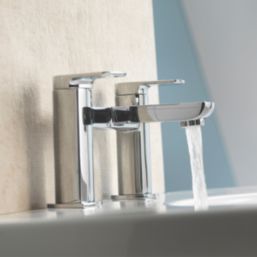 Aqualisa Downtown Chrome 121mm Deck Mounted Lever 2 Tap Holes Bath Pillar Tap