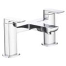 Aqualisa Downtown Chrome 121mm Deck Mounted Lever 2 Tap Holes Bath Pillar Tap