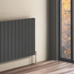 Reina Flat Single 600mm x 810mm 1946BTU Anthracite Horizontal Designer Radiator