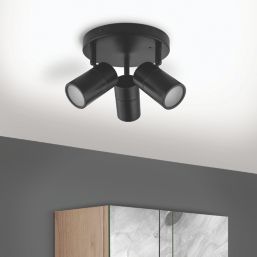LAP Telloy Round 3-Light Bathroom Spotlight Black