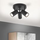 LAP Telloy Round 3-Light Bathroom Spotlight Black