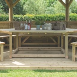 Forest HGG47MNECGFIN 15' 6" x 13' 6" (Nominal) Hexagonal Timber Gazebo with Base & Assembly