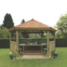 Forest HGG47MNECGFIN 15' 6" x 13' 6" (Nominal) Hexagonal Timber Gazebo with Base & Assembly