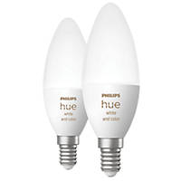 Philips Hue Ambiance Bluetooth SES Candle RGB & White LED Smart Light Bulb 4.9W 470lm 2 Pack