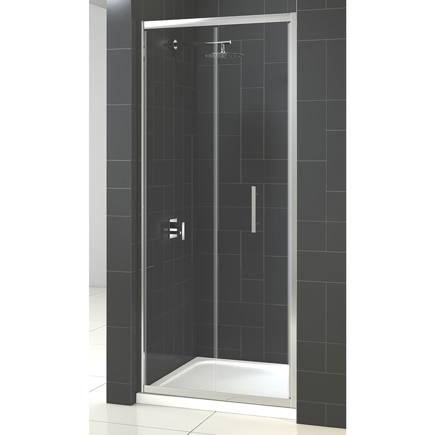 Triton Fast Fix Framed Rectangular Bi-Fold Shower Door Chrome 800mm x 1900mm (606KT)