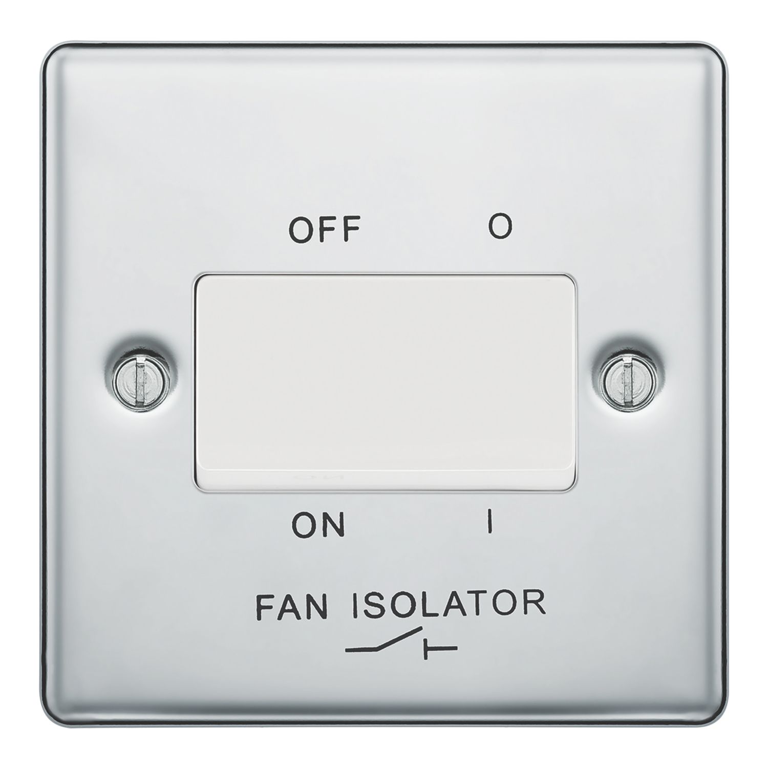LAP 10AX 1-Gang 3-Pole Fan Isolator Switch Polished Chrome with White Inserts (606PN)