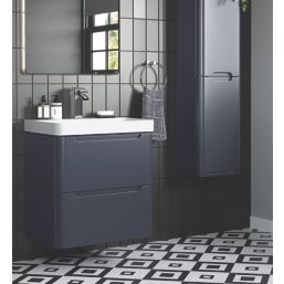 Wall-Hung Vanity Unit & Basin Matt Indigo 500mm x 460mm x 662mm