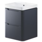 Wall-Hung Vanity Unit & Basin Matt Indigo 500mm x 460mm x 662mm