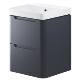 Wall-Hung Vanity Unit & Basin Matt Indigo 500mm x 460mm x 662mm