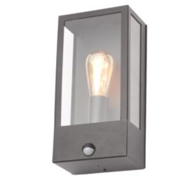 Zink Minerva Outdoor Wall Box Lantern With PIR Sensor Black