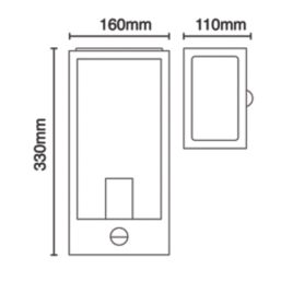 Zink Minerva Outdoor Wall Box Lantern With PIR Sensor Black