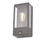 Zink Minerva Outdoor Wall Box Lantern With PIR Sensor Black