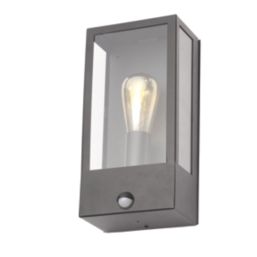 Zink Minerva Outdoor Wall Box Lantern With PIR Sensor Black