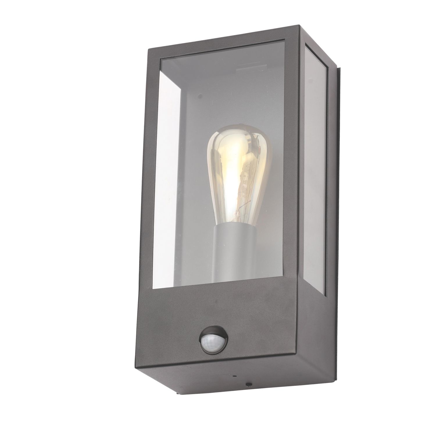 Zink Minerva Outdoor Wall Box Lantern With PIR Sensor Black (606VH)