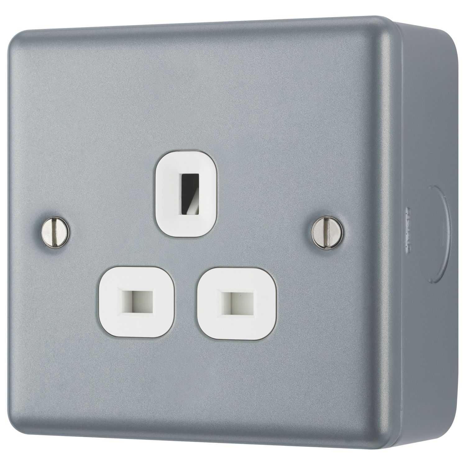 British General 13A 1-Gang Unswitched Metal Clad Socket Grey with White Inserts (606XF)