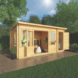 Mercia 19mm 17' x 11' (Nominal) Pent Timber Log Cabin & Shed