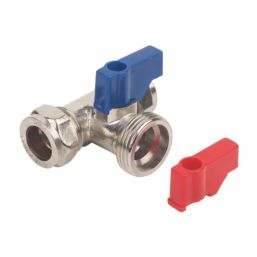 Flomasta Compression Washing Machine Valve Tee 15mm x 15mm x 3/4"
