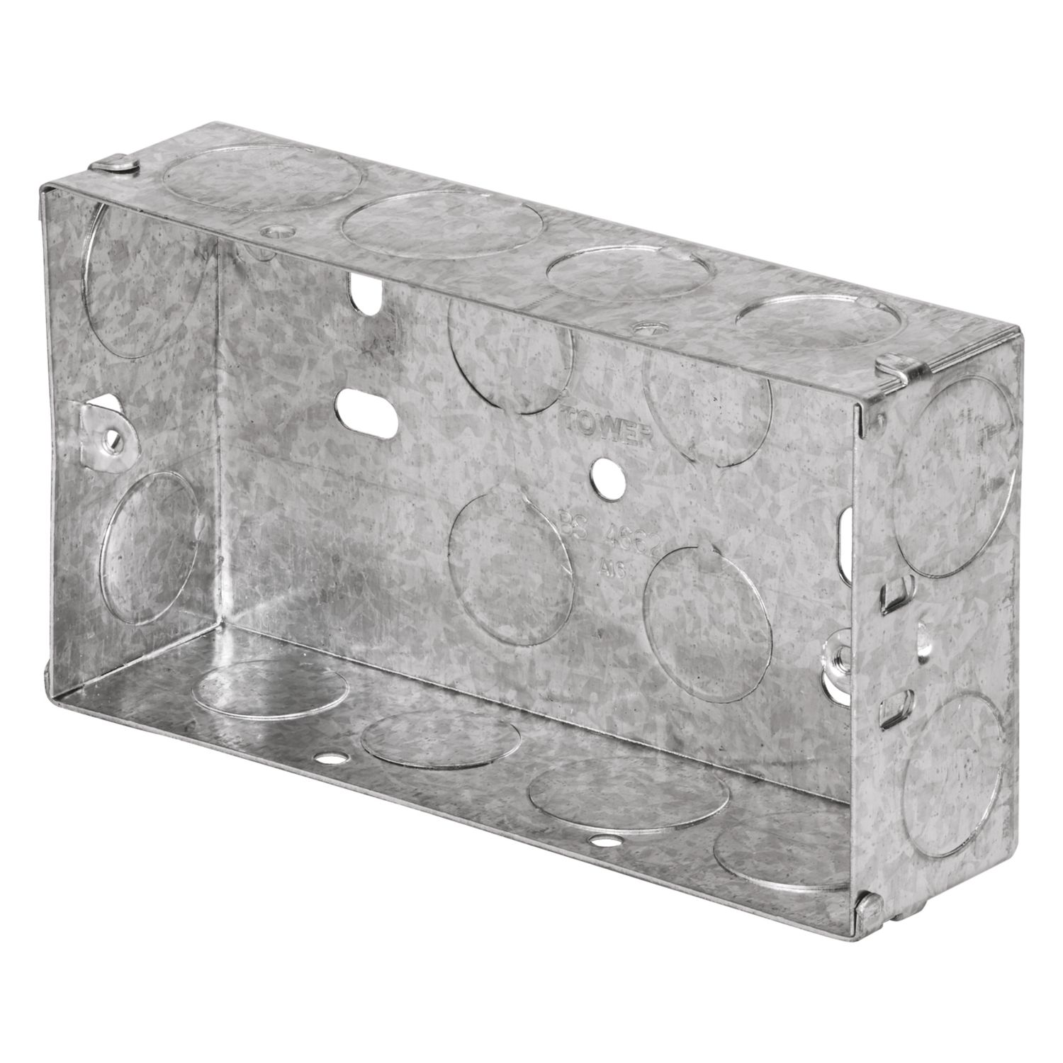 Tower 2-Gang Galvanised Steel Knockout Back Box 35mm (607AW)