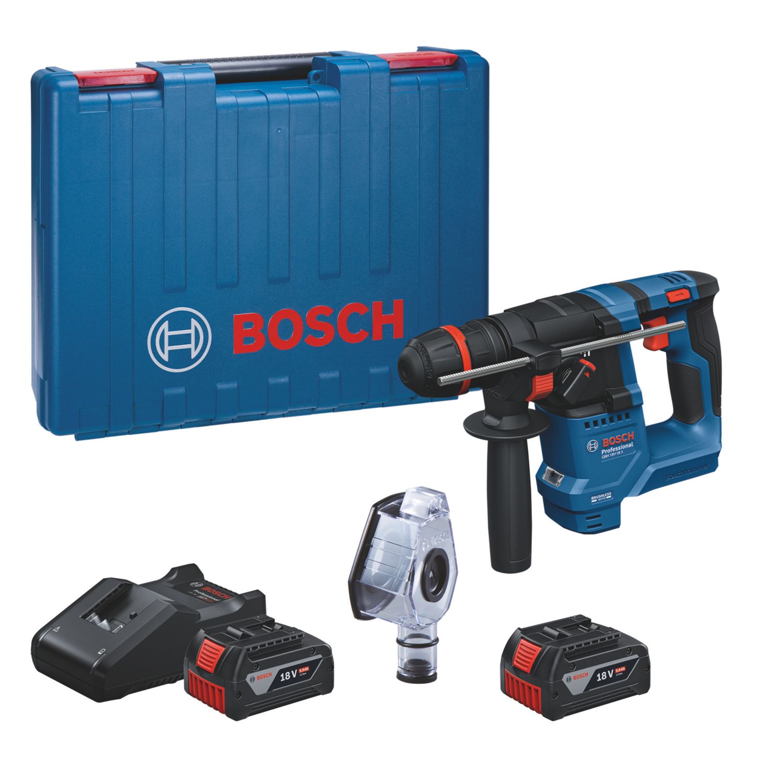 Bosch GBH 18V-18 X 1.5kg 18V 2 x 5.0Ah Li-Ion AMPShare Brushless Cordless Cordless SDS Drill One Chuck (607CY)