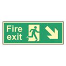 Essentials  Photoluminescent "Fire Exit Man Down Right Arrow" Sign 150mm x 450mm