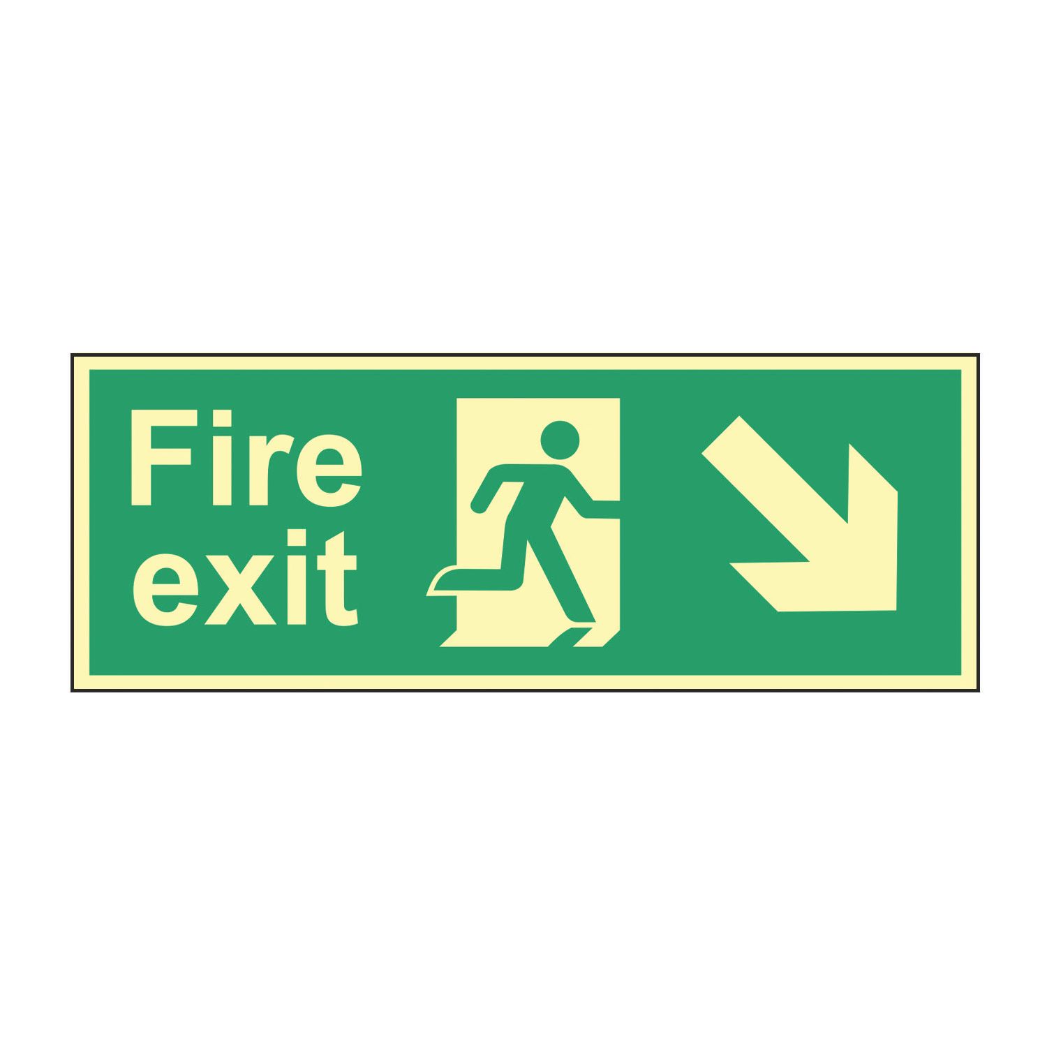 Essentials Photoluminescent "Fire Exit Man Down Right Arrow" Sign 150mm x 450mm (607FG)