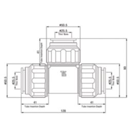 Flomasta  Plastic Push-Fit Equal Tee 28mm