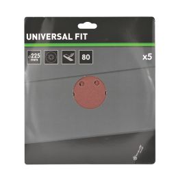 Essentials   80 Grit 18-Hole Punched Wood Sanding Discs 225mm 5 Pack
