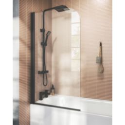 Dakota Semi-Framed Matt Black Hinged Radius Bath Screen Non-Handed 780mm x 1400mm