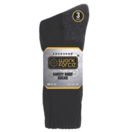 SockShop  Heavy Duty Safety Boot Socks Black 4-8 3 Pairs