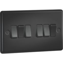 Knightsbridge  10AX 6-Gang 2-Way Light Switch  Matt Black with Black Inserts