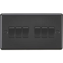 Knightsbridge  10AX 6-Gang 2-Way Light Switch  Matt Black with Black Inserts