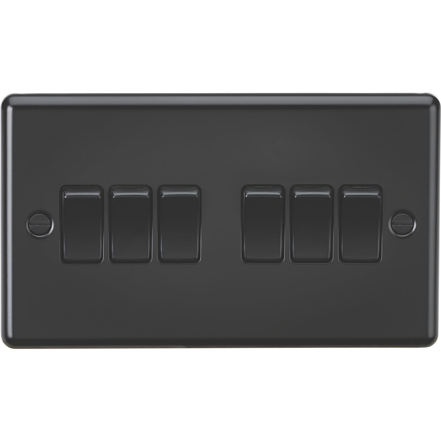 Knightsbridge 10AX 6-Gang 2-Way Light Switch Matt Black with Black Inserts (607PY)