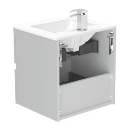 Newland  Double Drawer Wall-Mounted Vanity Unit with Basin Matt Pearl Grey 500mm x 450mm x 540mm