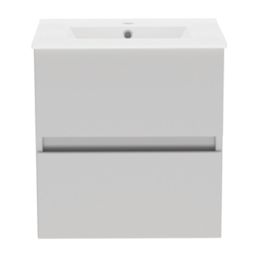 Newland  Double Drawer Wall-Mounted Vanity Unit with Basin Matt Pearl Grey 500mm x 450mm x 540mm