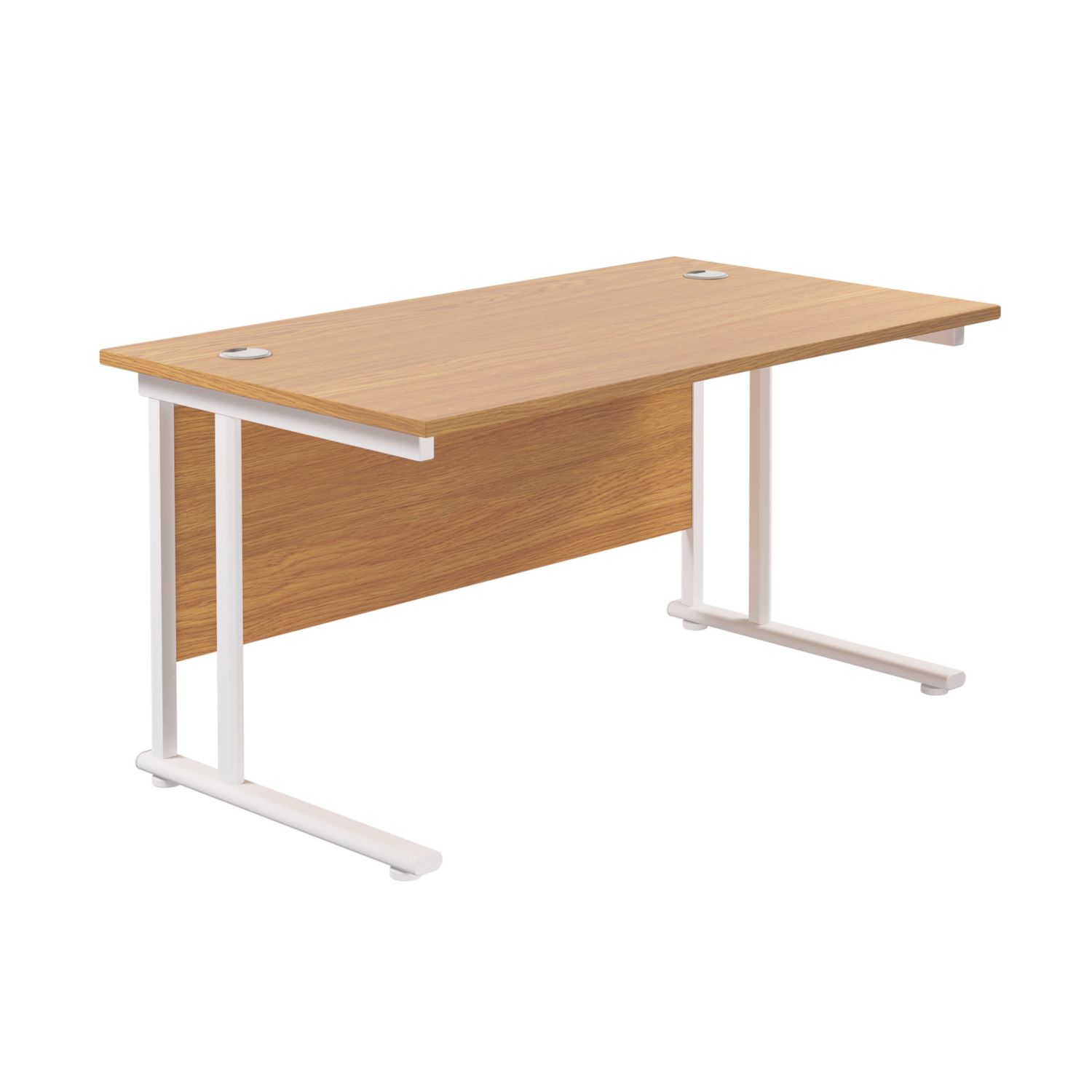 TC Group Aztec Twin Upright Rectangular Office Desk Nova Oak/White 1400mm x 800mm (607TT)
