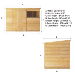 Mercia Value 10' x 6' (Nominal) Pent Overlap Timber Shed
