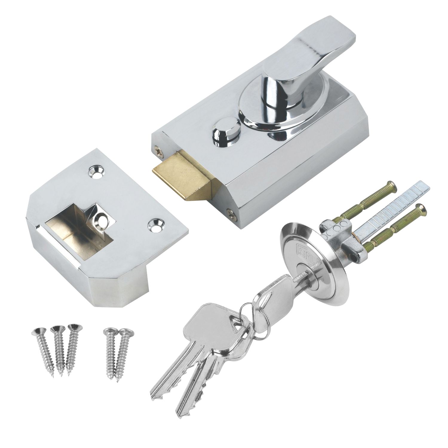 Smith & Locke Fire Rated Deadlock Night Latch Polished Chrome 60mm Backset (6082J)