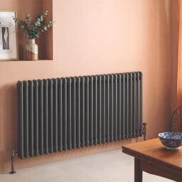 Flomasta 600mm x 1415mm 4978BTU Anthracite Horizontal 2 Column Radiator