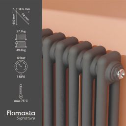Flomasta 600mm x 1415mm 4978BTU Anthracite Horizontal 2 Column Radiator