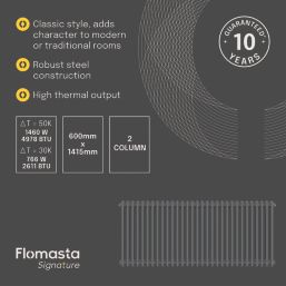 Flomasta 600mm x 1415mm 4978BTU Anthracite Horizontal 2 Column Radiator