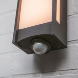 Lutec Qubo Outdoor LED Wall Light With PIR Sensor Dark Grey 11.3W 1000lm