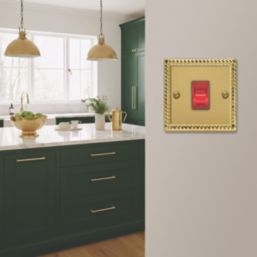 Varilight  45A 1-Gang 2-Pole Cooker Switch Georgian Brass