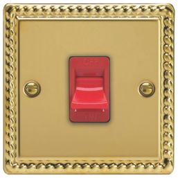 Varilight  45A 1-Gang 2-Pole Cooker Switch Georgian Brass