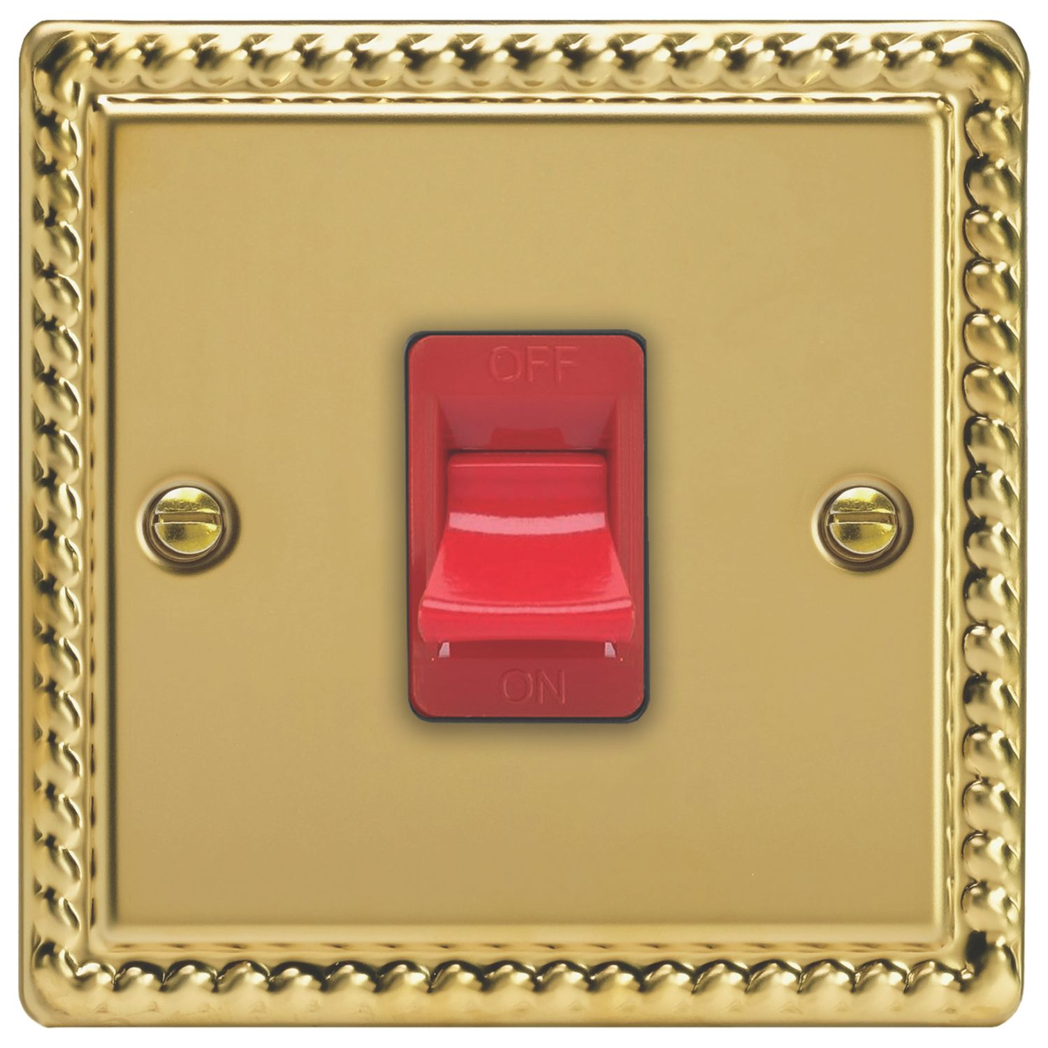 Varilight 45A 1-Gang 2-Pole Cooker Switch Georgian Brass (608EC)