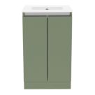 Newland  Double Door Floor Standing Vanity Unit with Basin Matt Sage Green 500mm x 450mm x 840mm